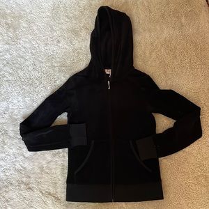 Black juicy sequin dog zip-up sweatshirt